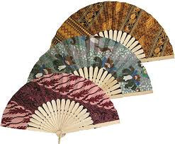Balinese Batik Fabric Hand Fan's Assorted Fabrics