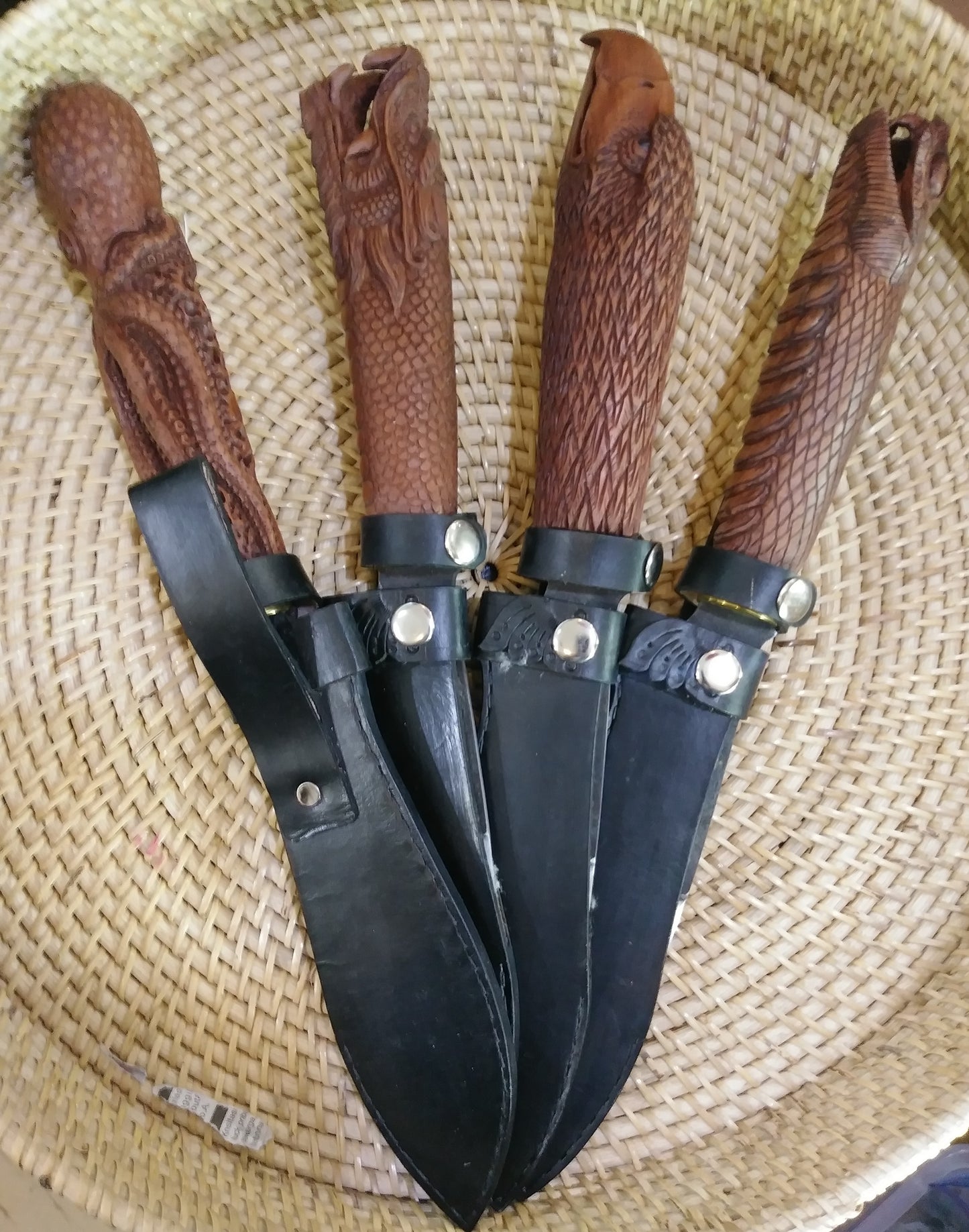 Decorative Balinese Hand-Carved and Hand Forged Knifes