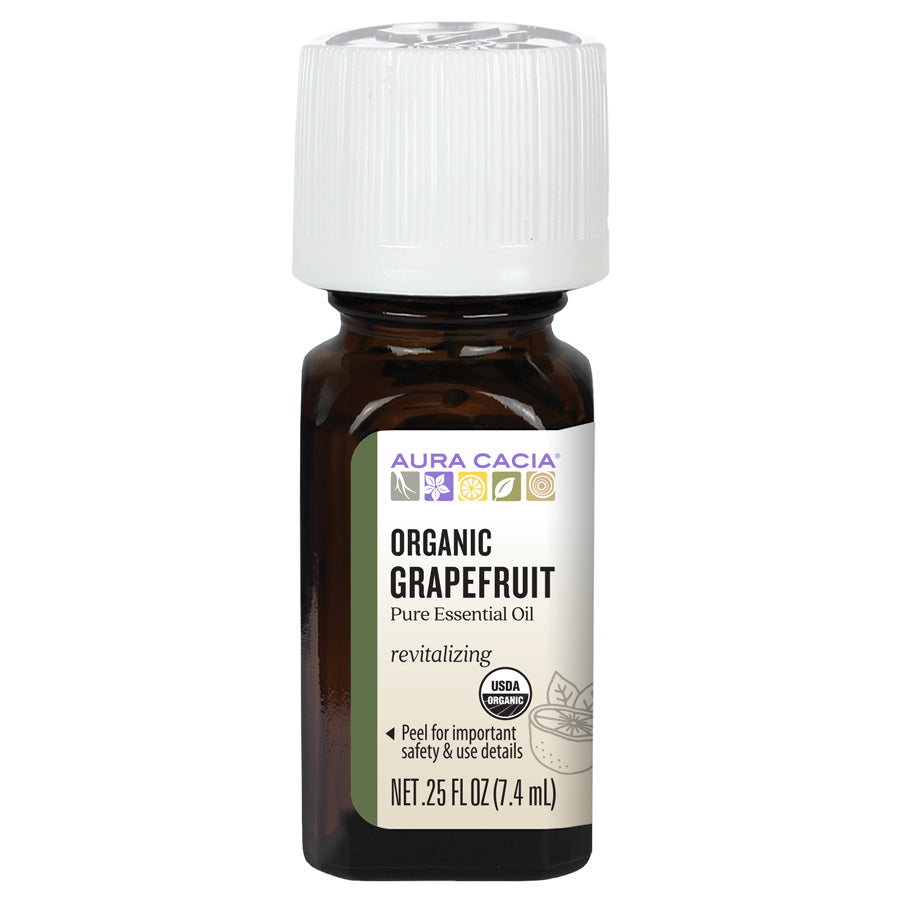 AURA CACIA ORGANIC GRAPEFRUIT ESSENTIAL OIL 0.25 FL. OZ.