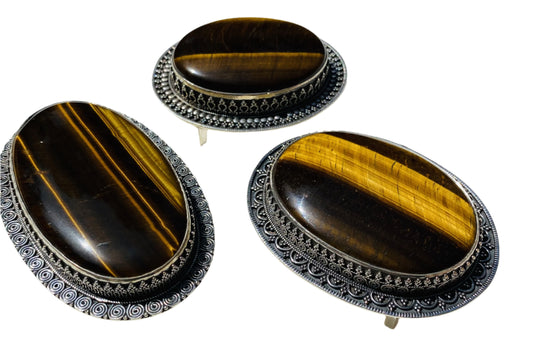 Handmade Sterling Silver Tiger Eye Belt Buckles