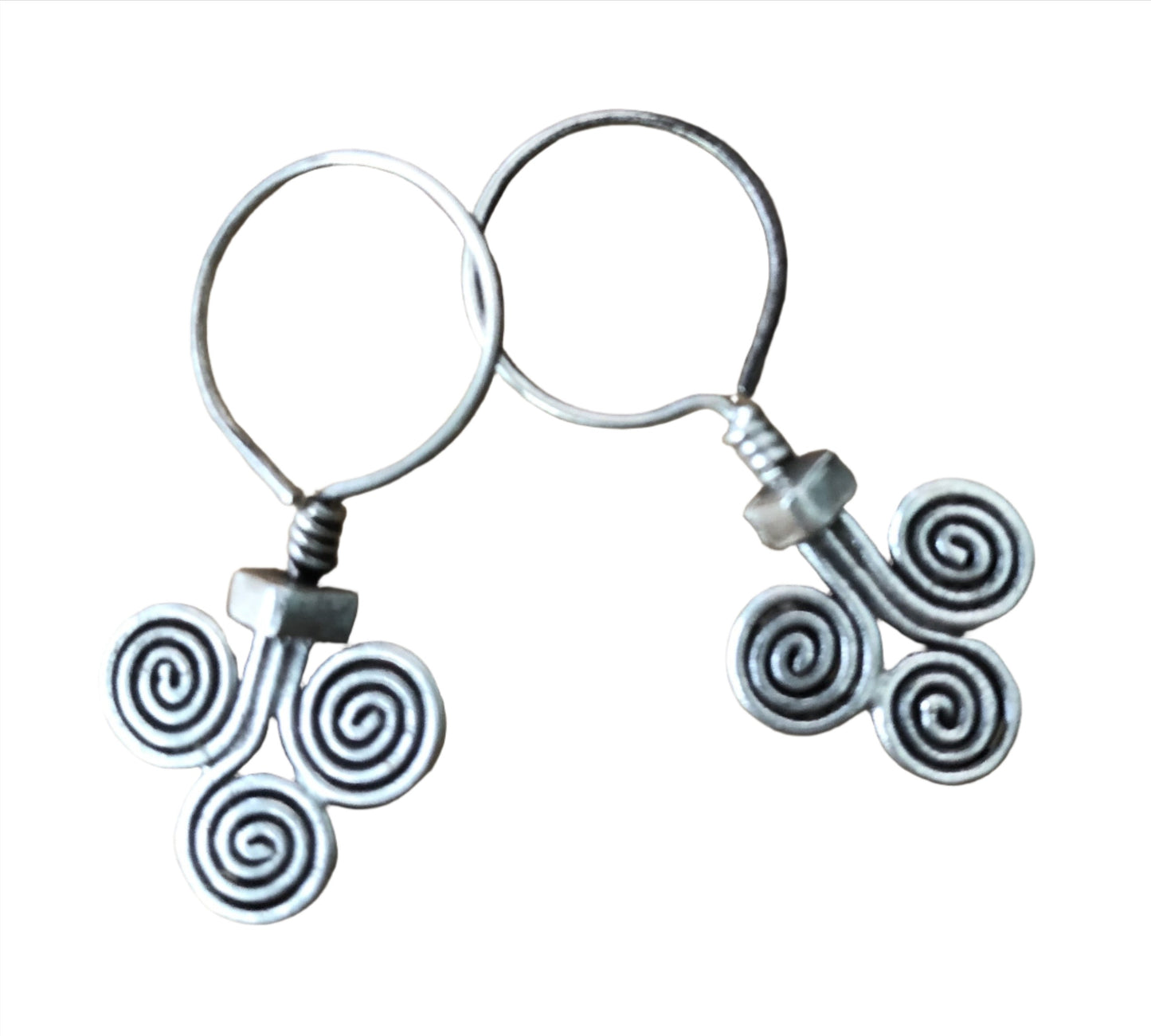 Sterling Silver Thai Hilltribe 3 Spiral Earrings