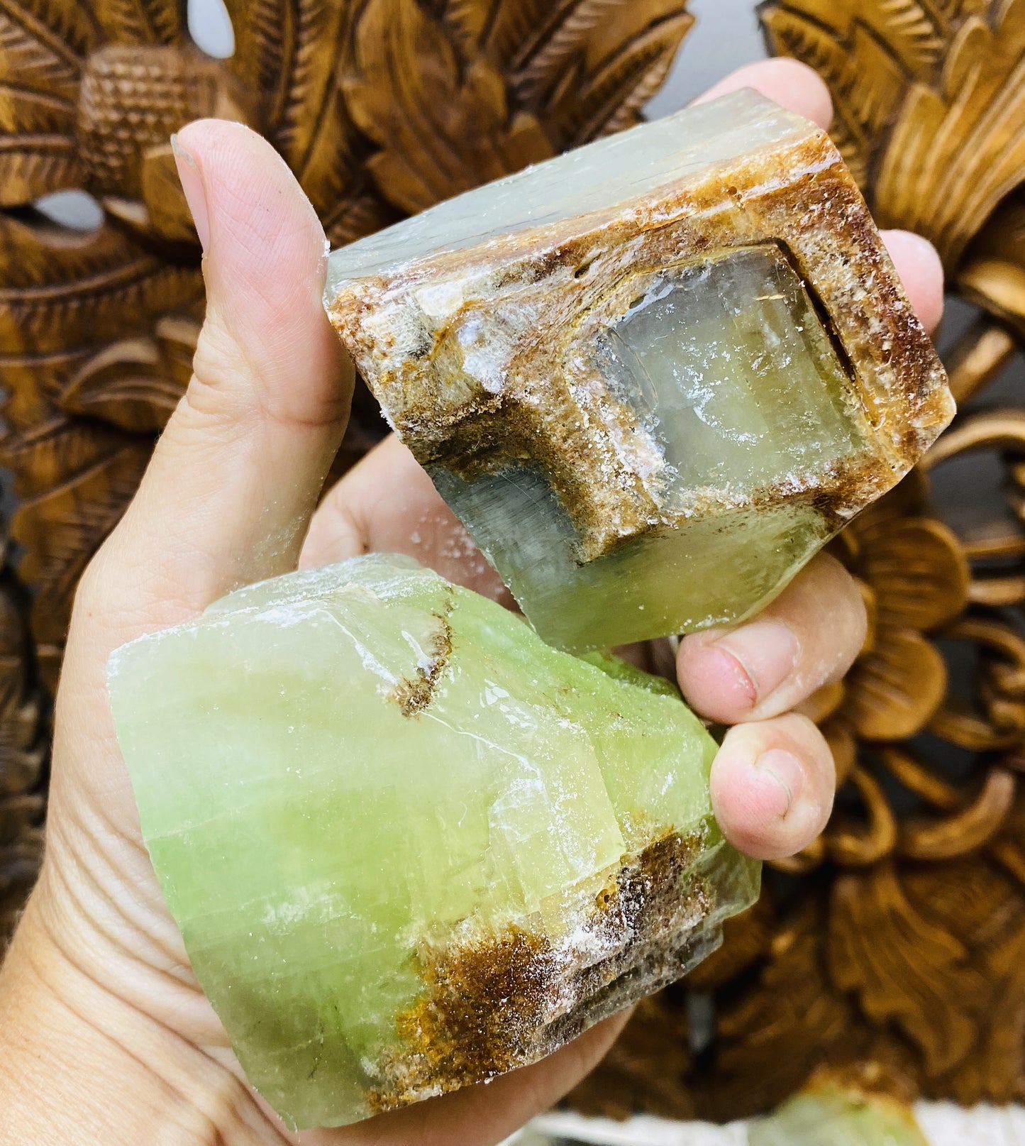 Green Calcite Chunks