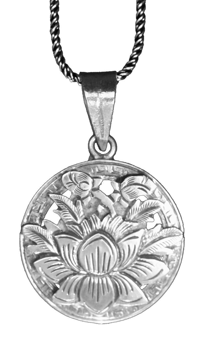Beautifully Detailed Hand Cut Lotus Pendant