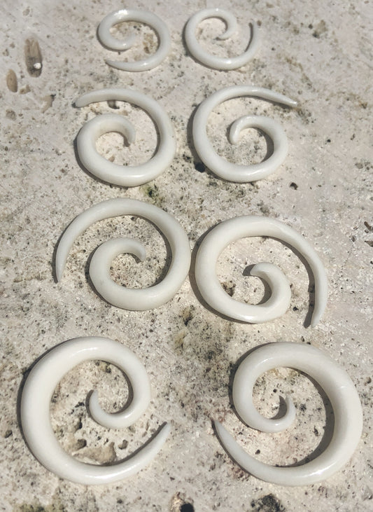 Spiral Bone Gauged Earrings - Sizes 12g ,8g ,6g ,4g