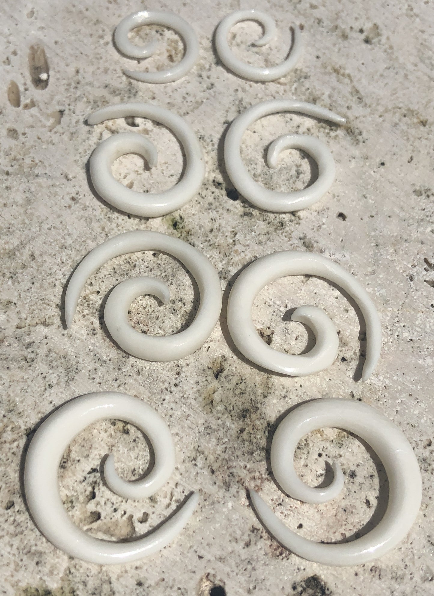 Spiral Bone Gauged Earrings - Sizes 12g ,8g ,6g ,4g
