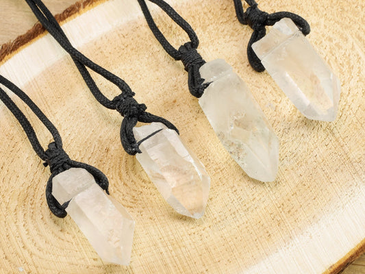 Quartz Crystal Point Raw Stone Necklace