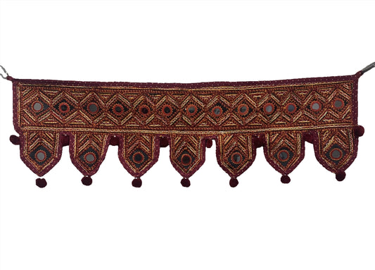 Rajasthani Embroidered Toran with Pom-Pom and Mirror