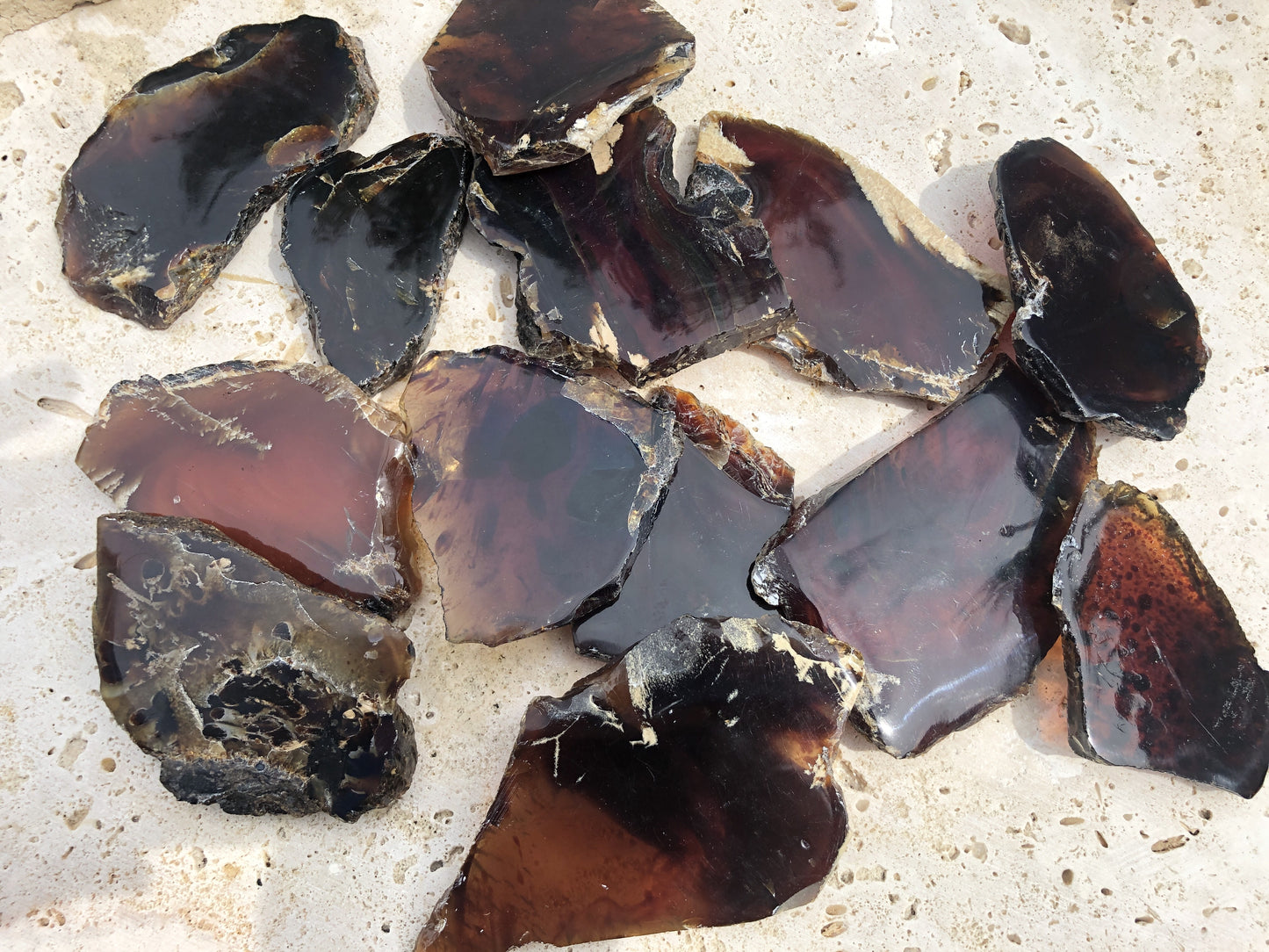 Blue Amber Raw Edge Free form Slices From Sumantra, Indonesia