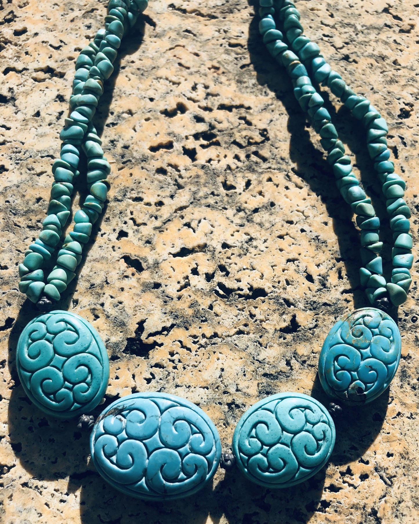 Hand carved Natural Turquoise Necklace