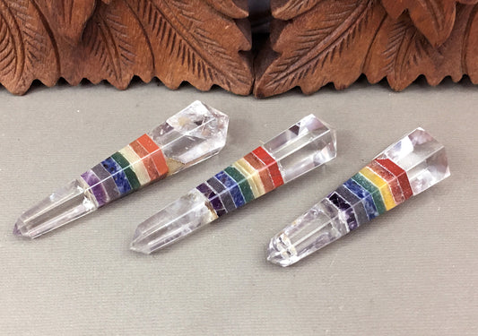 8 Stone Chakra Crystal Double Terminated Wand