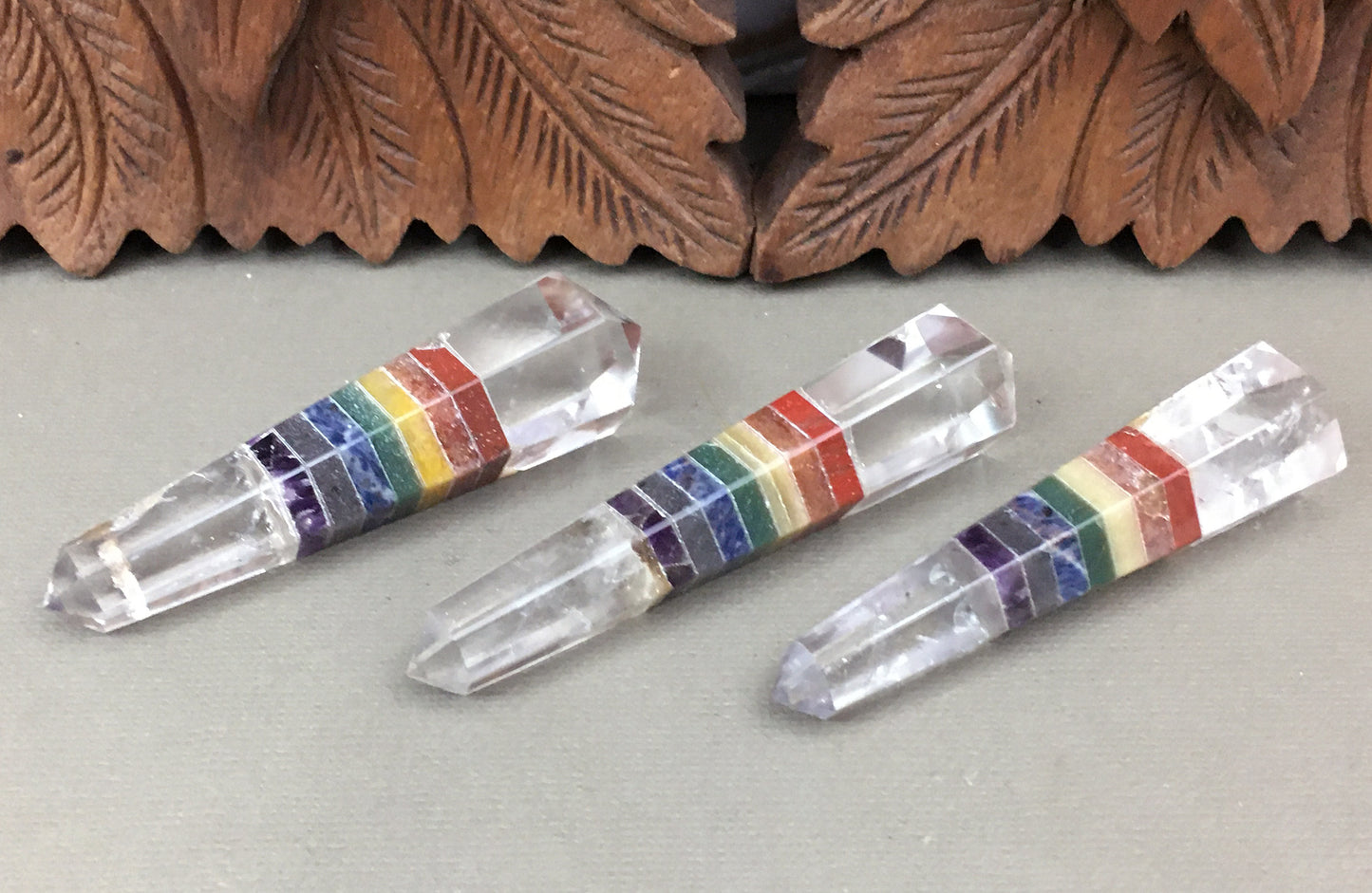 8 Stone Chakra Crystal Double Terminated Wand