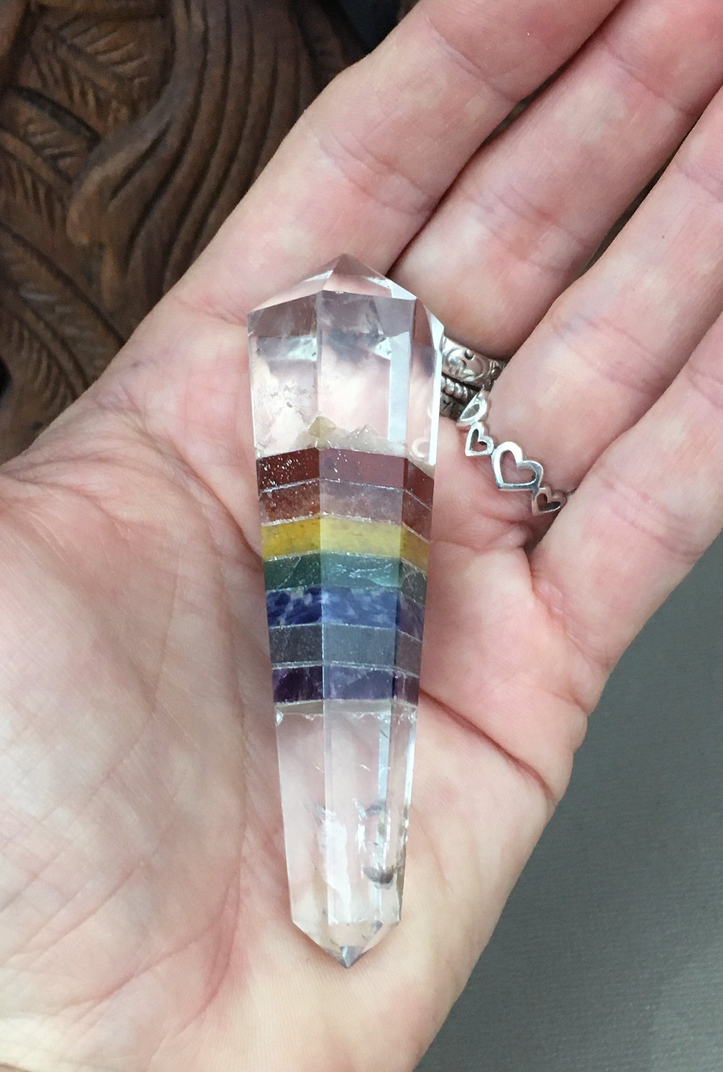 8 Stone Chakra Crystal Double Terminated Wand
