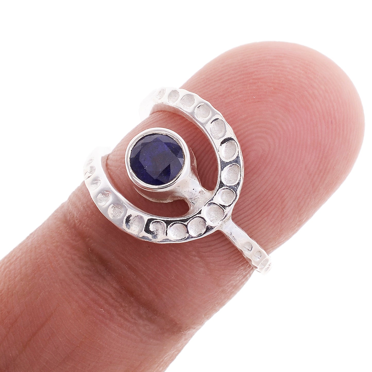 Sterling Silver Hammered Gemstone Laso Ring - Available in 16 stone