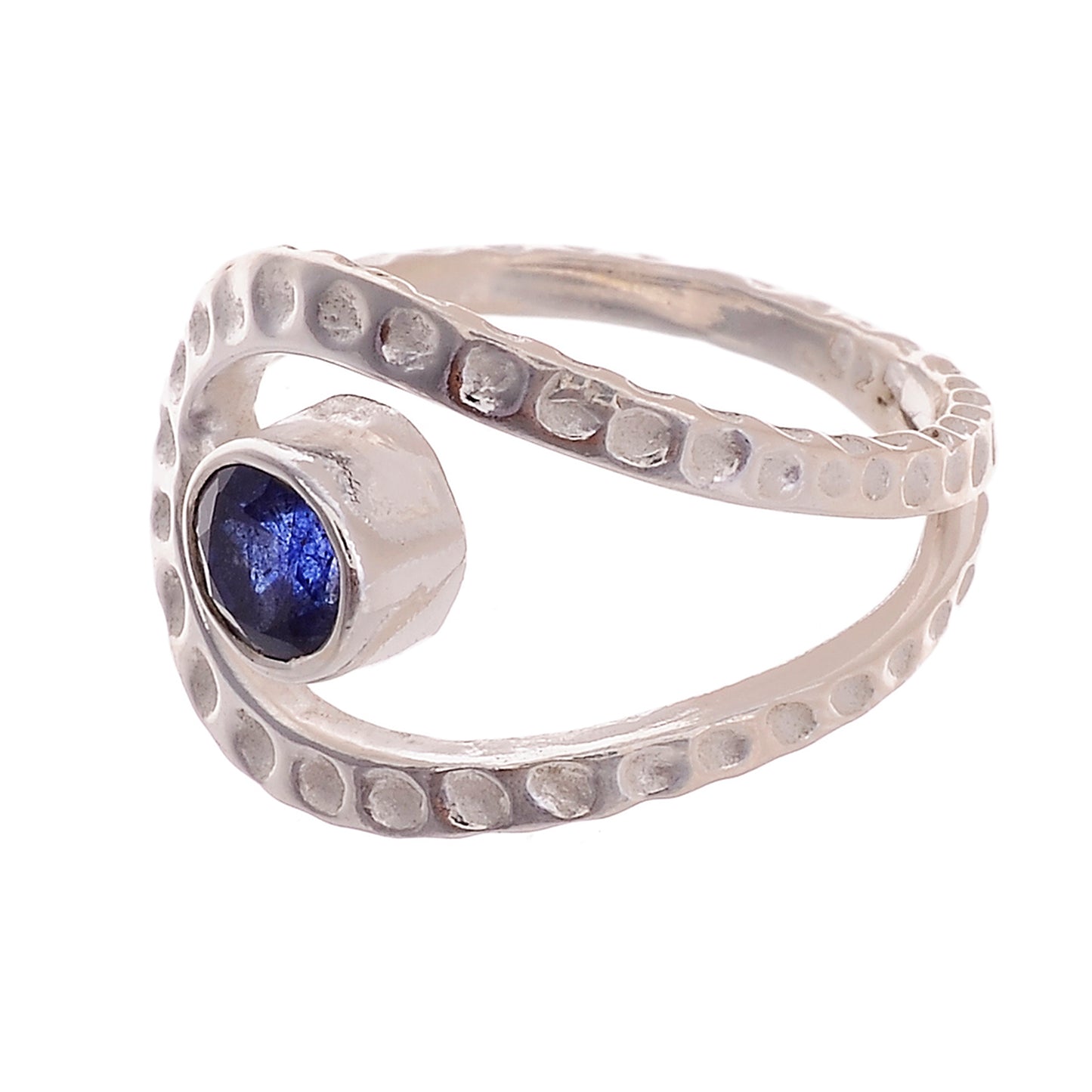 Sterling Silver Hammered Gemstone Laso Ring - Available in 16 stone