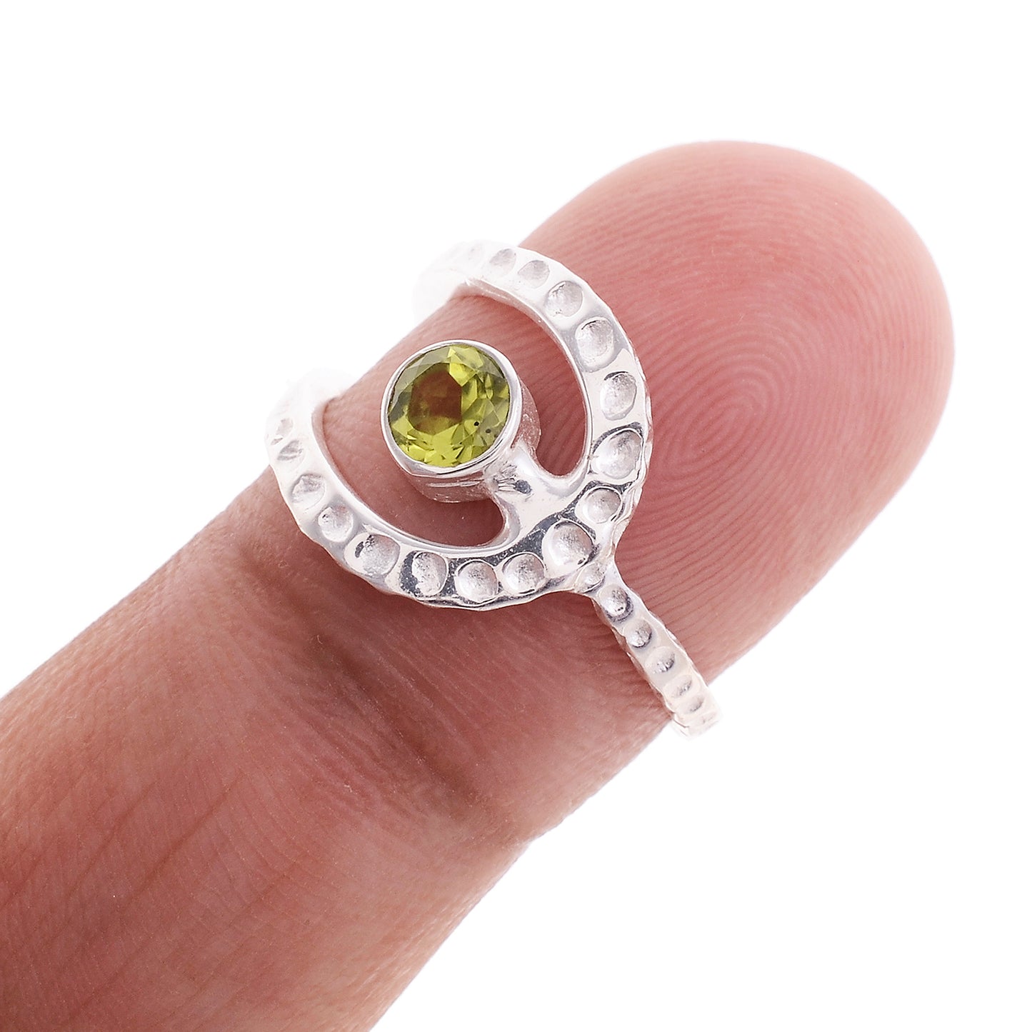 Sterling Silver Hammered Gemstone Laso Ring - Available in 16 stone