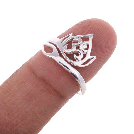 Sterling Silver Om Lotus Ring