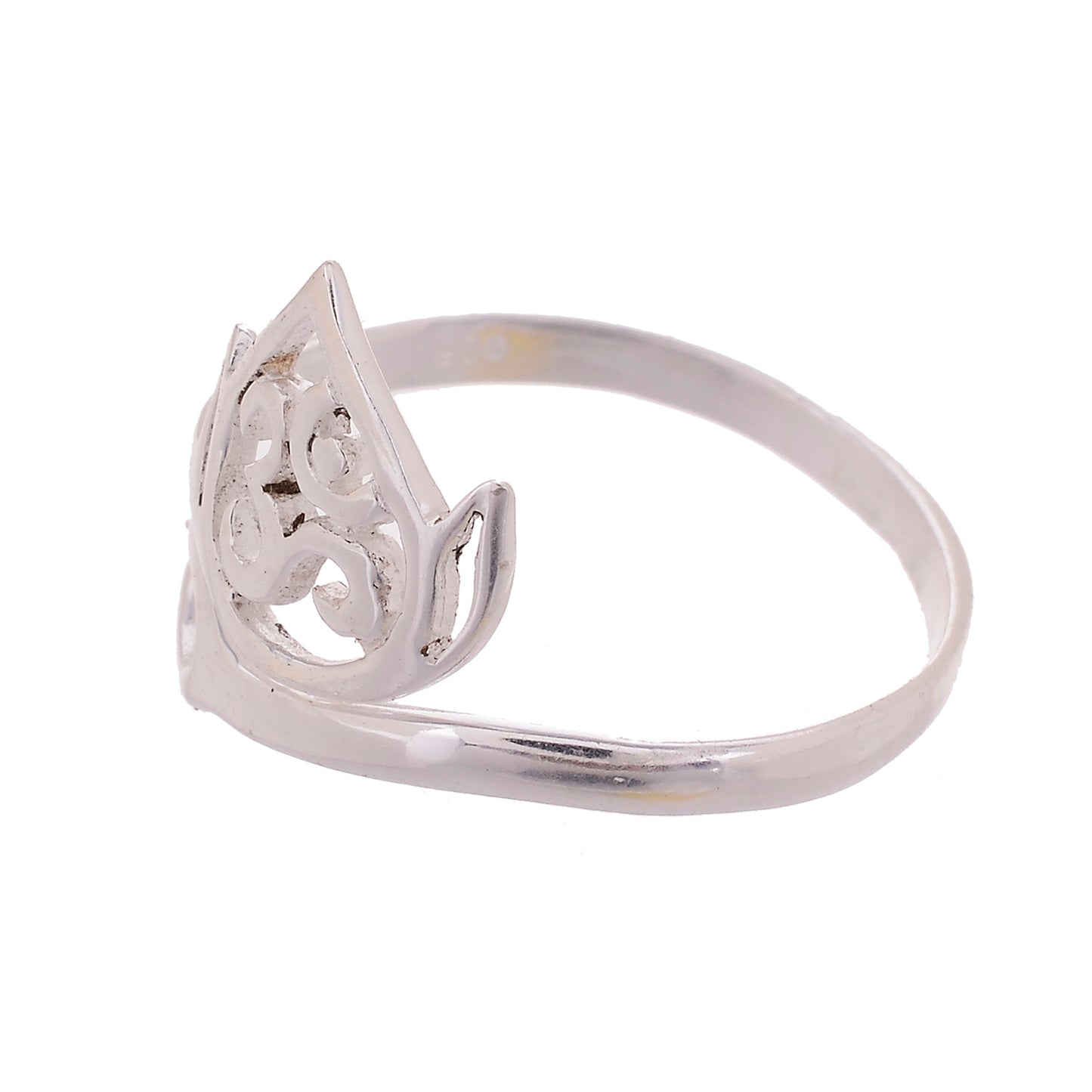 Sterling Silver Om Lotus Ring