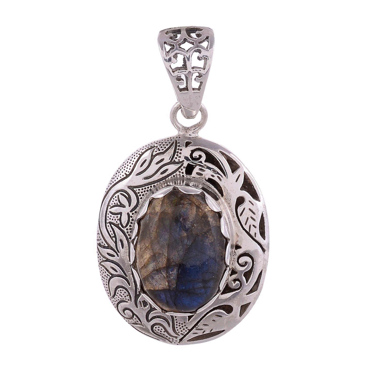 Sterling Silver Hand Etched Pendant - Available in 11 Stones
