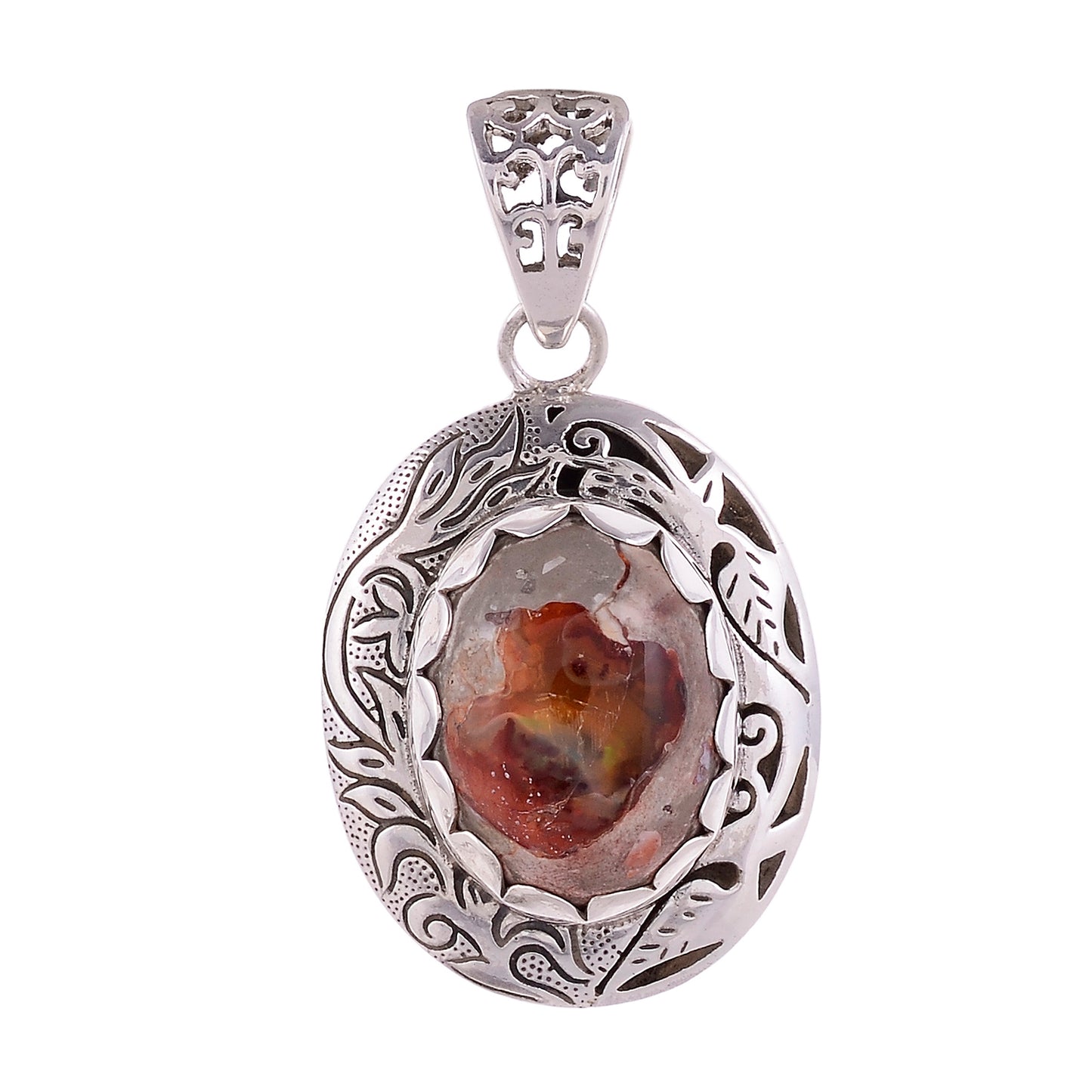 Sterling Silver Hand Etched Pendant - Available in 11 Stones