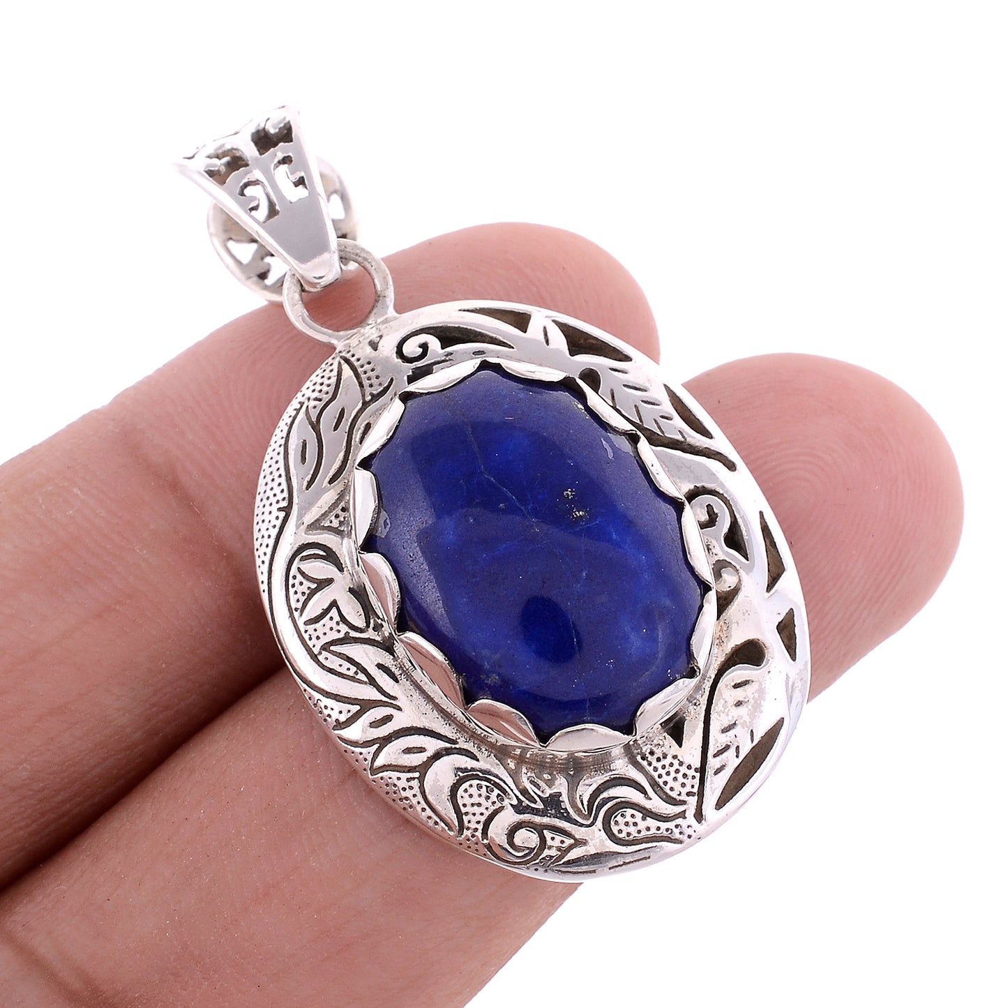 Sterling Silver Hand Etched Pendant - Available in 11 Stones