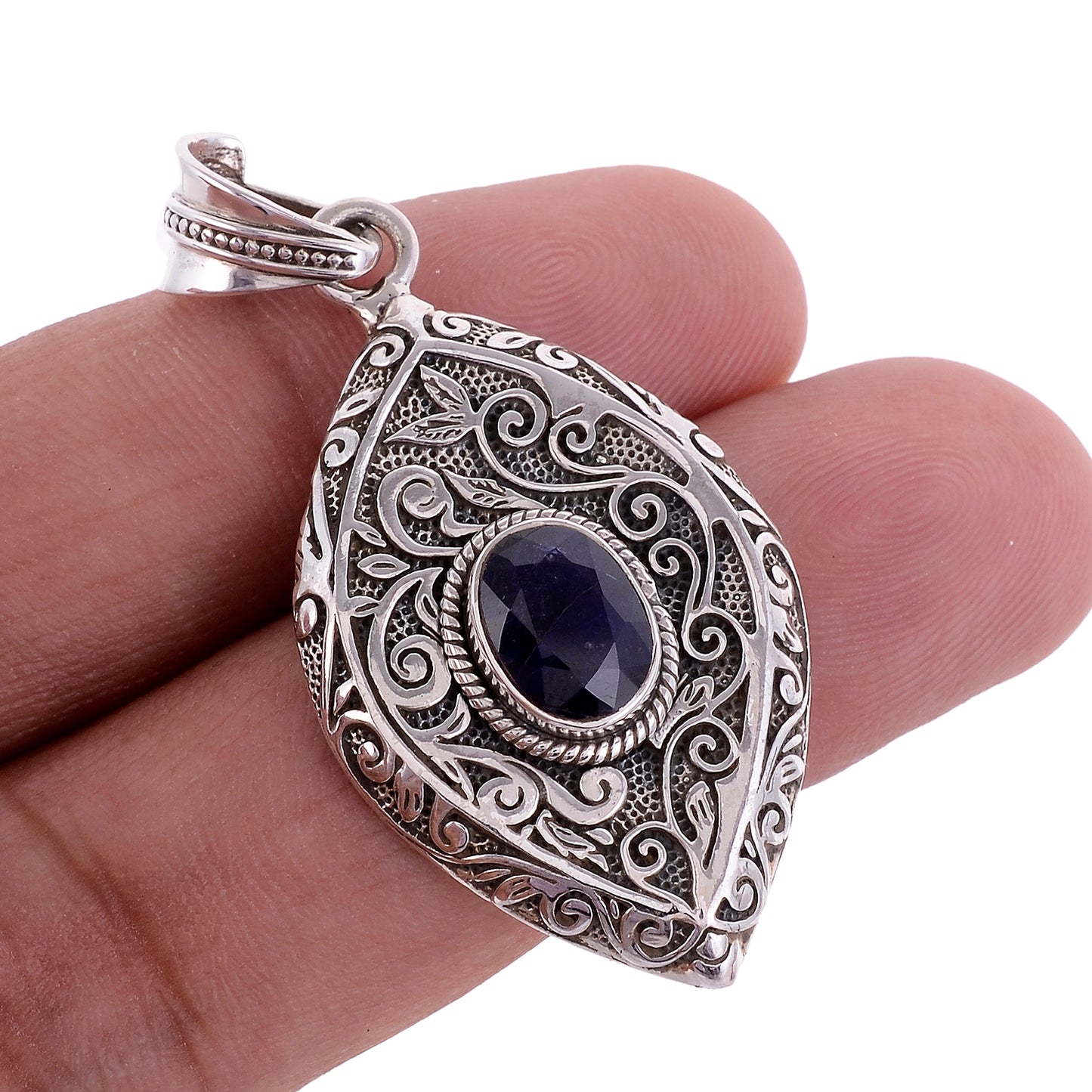 Sterling Silver Special Jayli work Gemstone Pendant