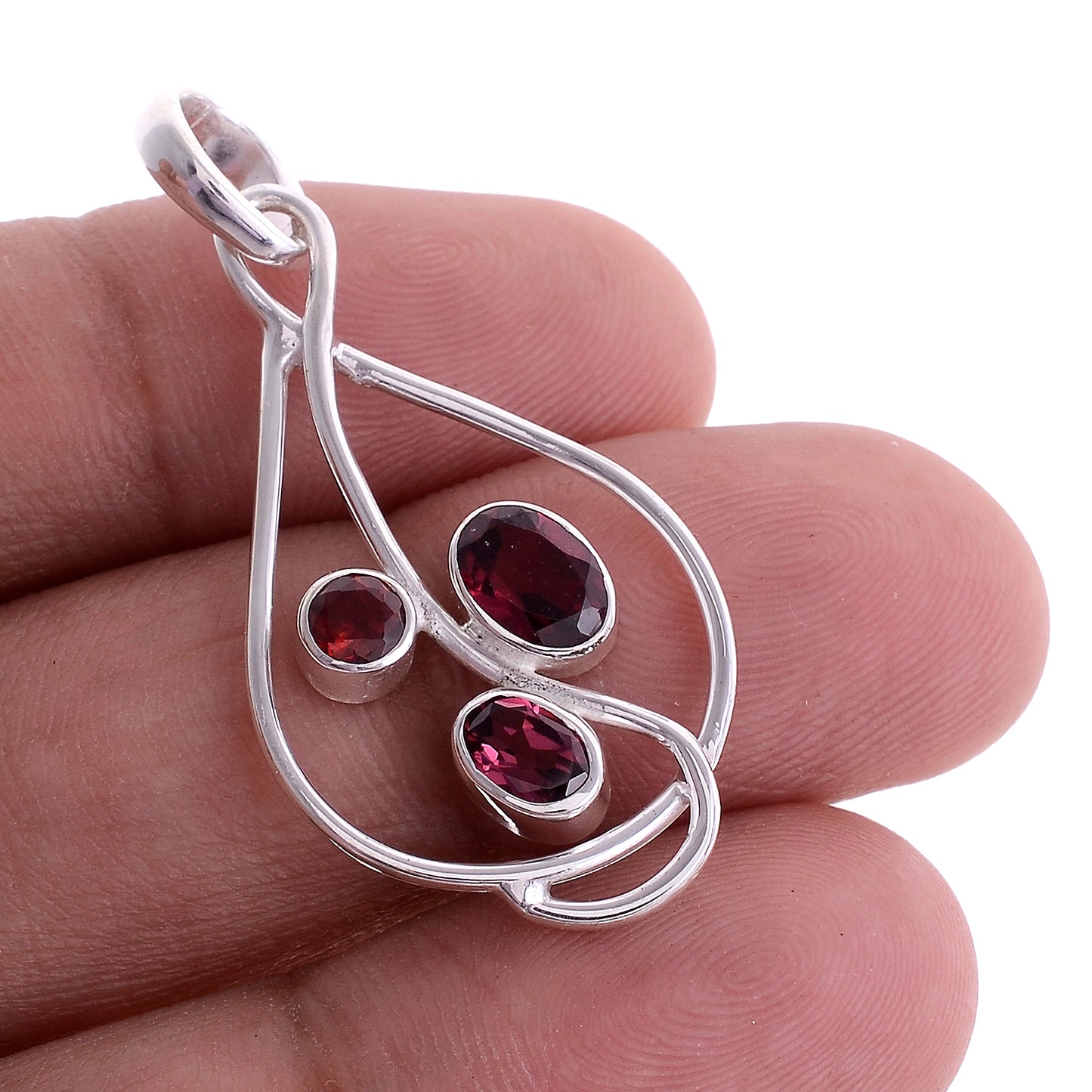 Sterling Silver Three Stone pendant - Available in 15 Stones