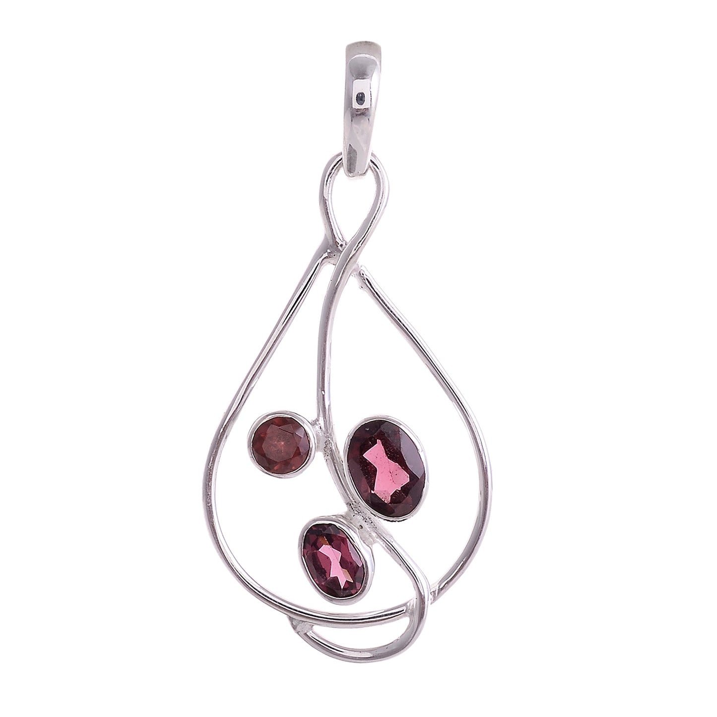 Sterling Silver Three Stone pendant - Available in 15 Stones