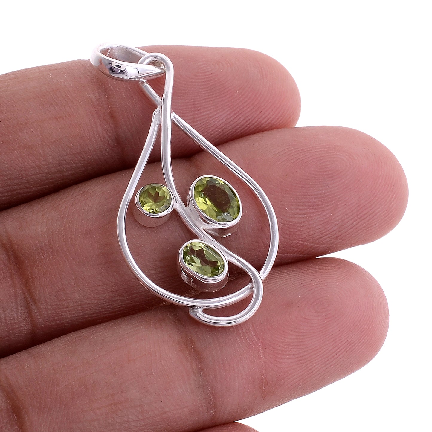Sterling Silver Three Stone pendant - Available in 15 Stones