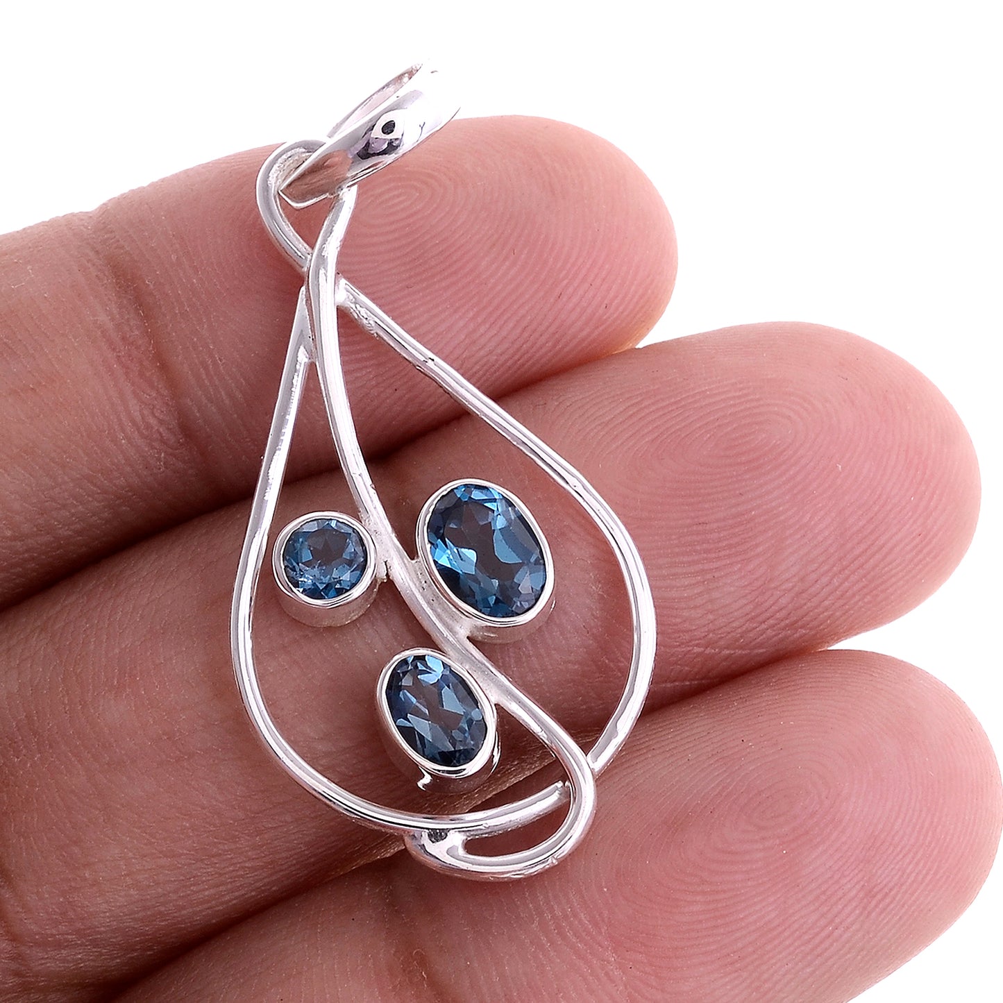 Sterling Silver Three Stone pendant - Available in 15 Stones