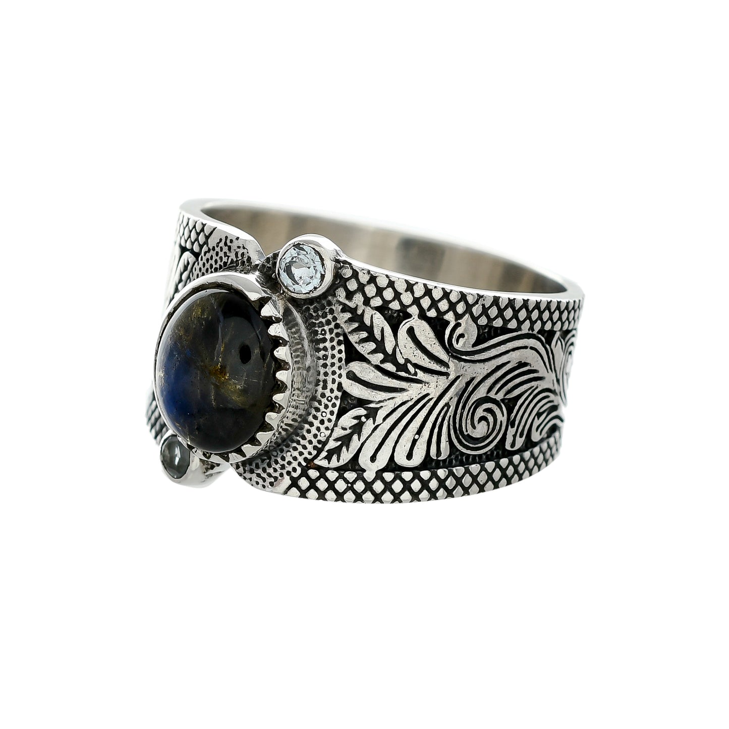 Sterling Silver Asymetric three stone rings