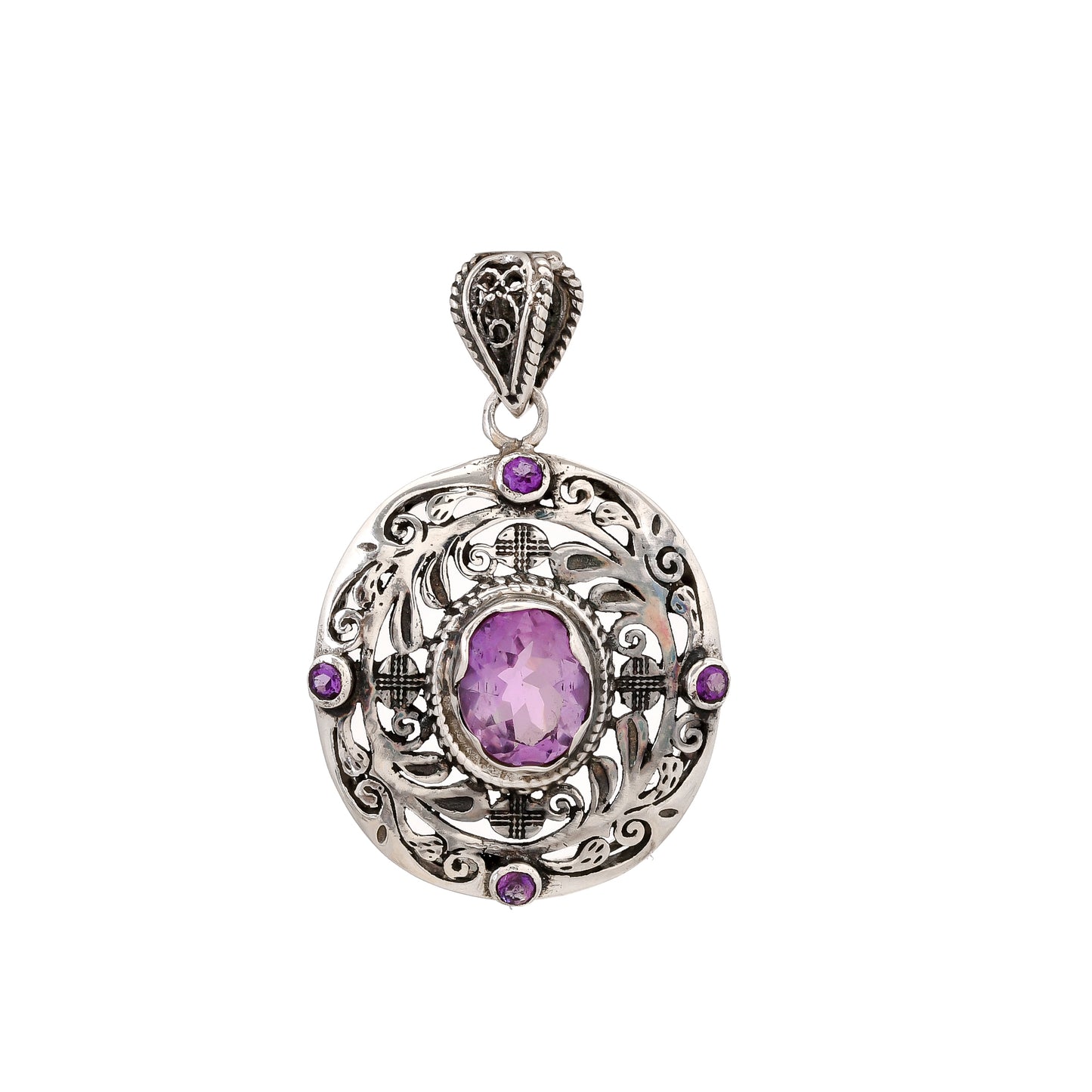 Sterling Silver Special Jayli cut work Pendants- Available in 12 stones