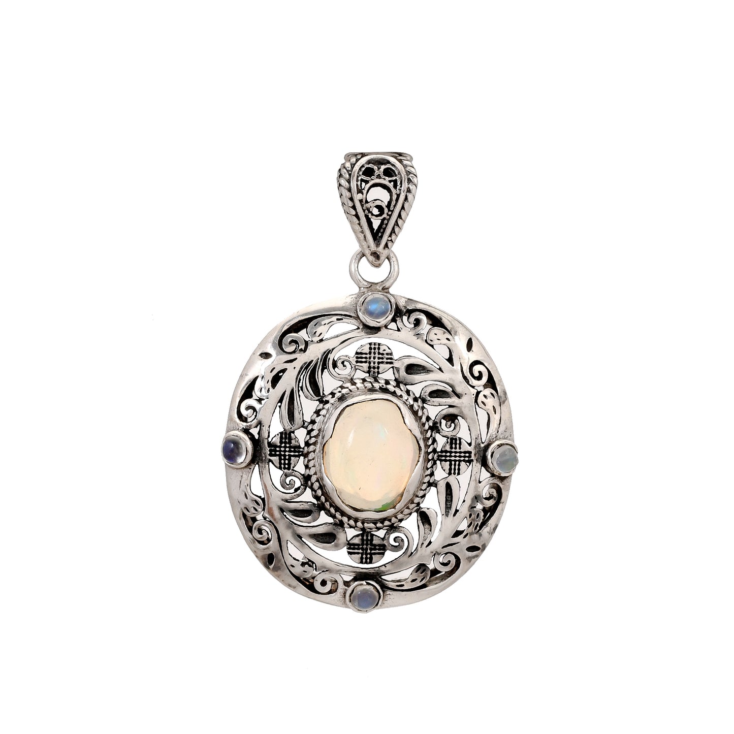 Sterling Silver Special Jayli cut work Pendants- Available in 12 stones