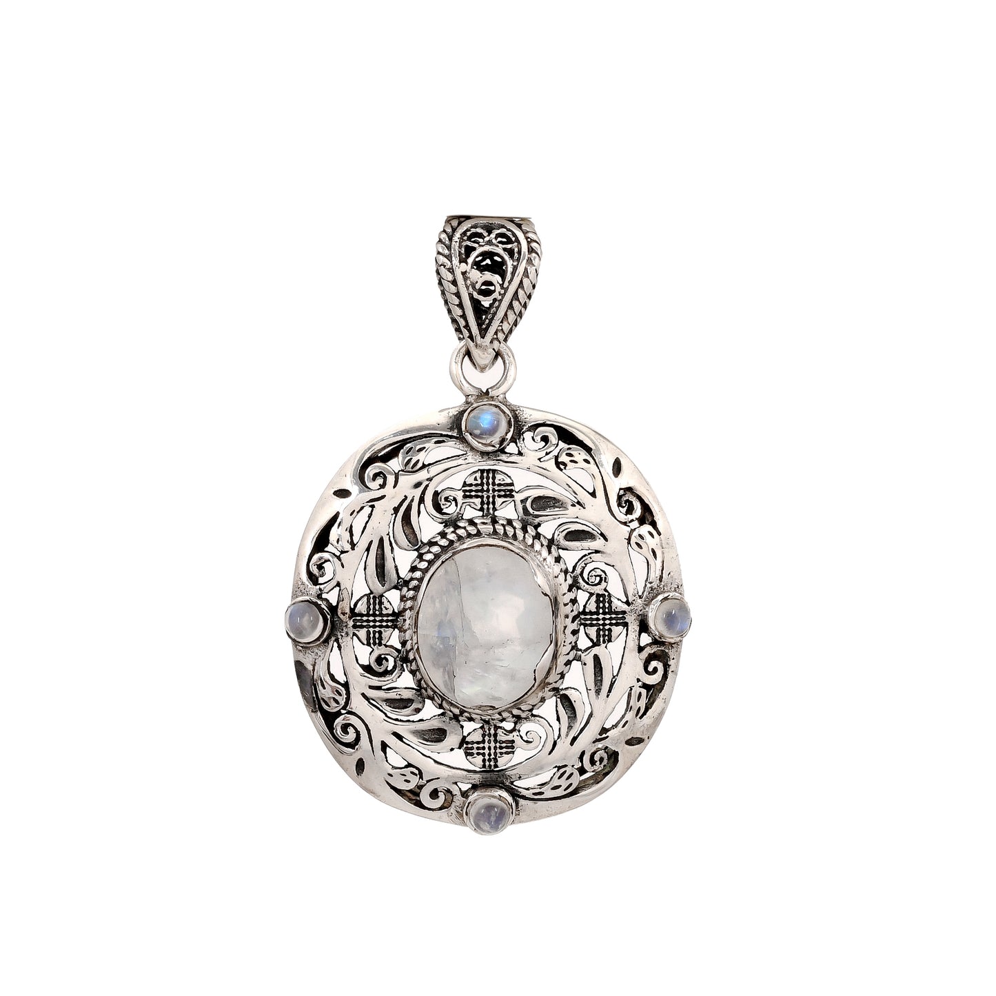 Sterling Silver Special Jayli cut work Pendants- Available in 12 stones