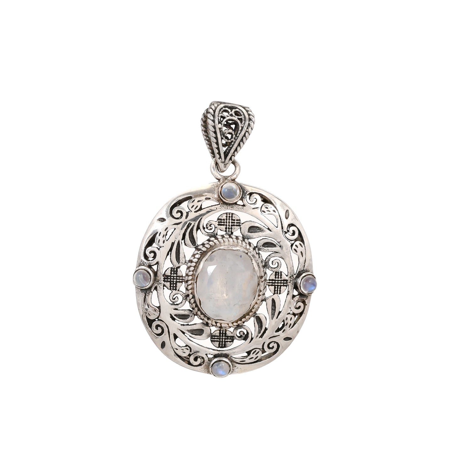 Sterling Silver Special Jayli cut work Pendants- Available in 12 stones