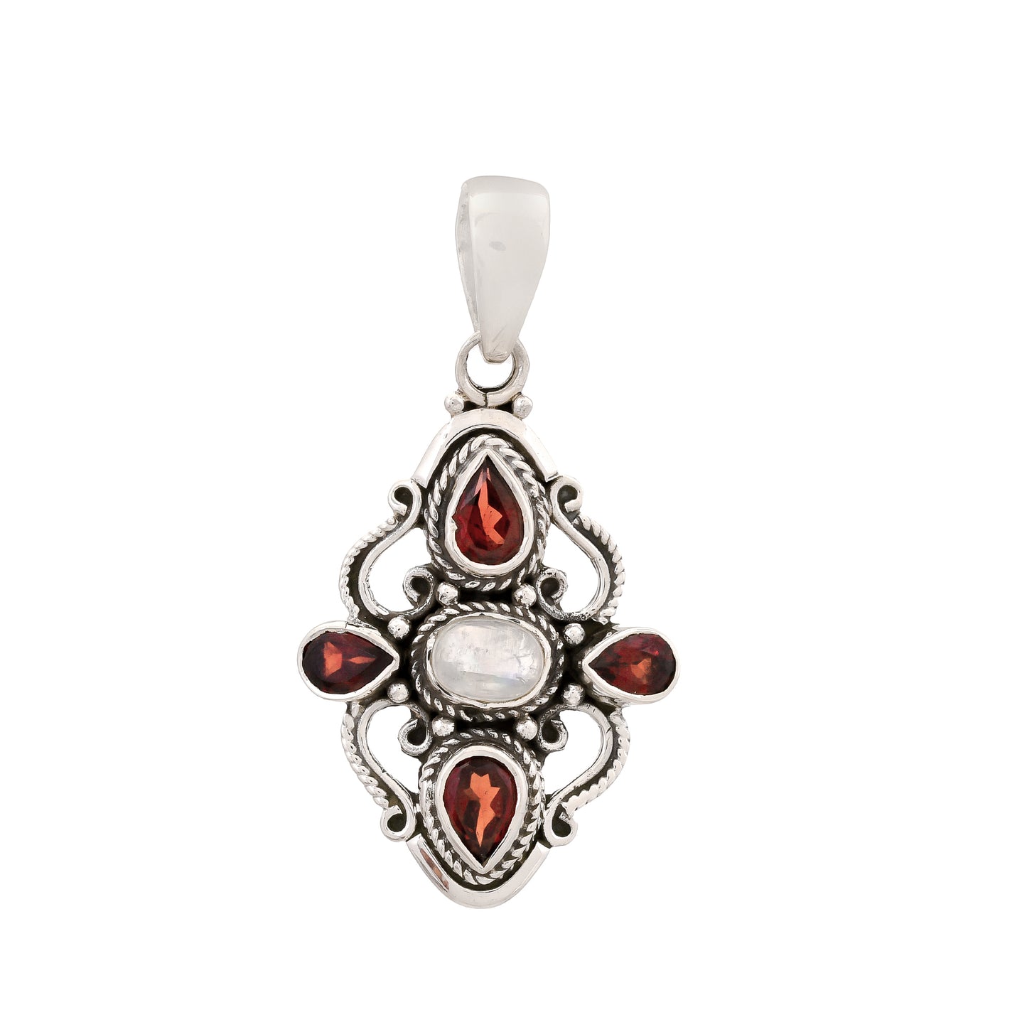 Five Stone Sterling Silver Pendants- Moonstone w/ Accent stones