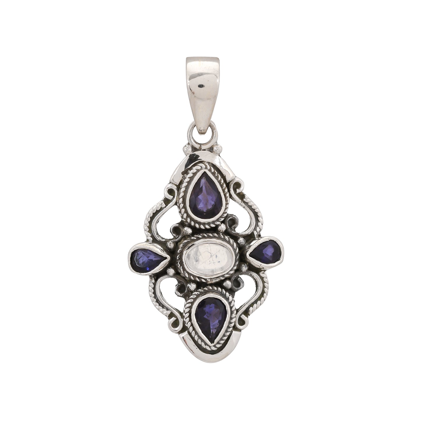 Five Stone Sterling Silver Pendants- Moonstone w/ Accent stones