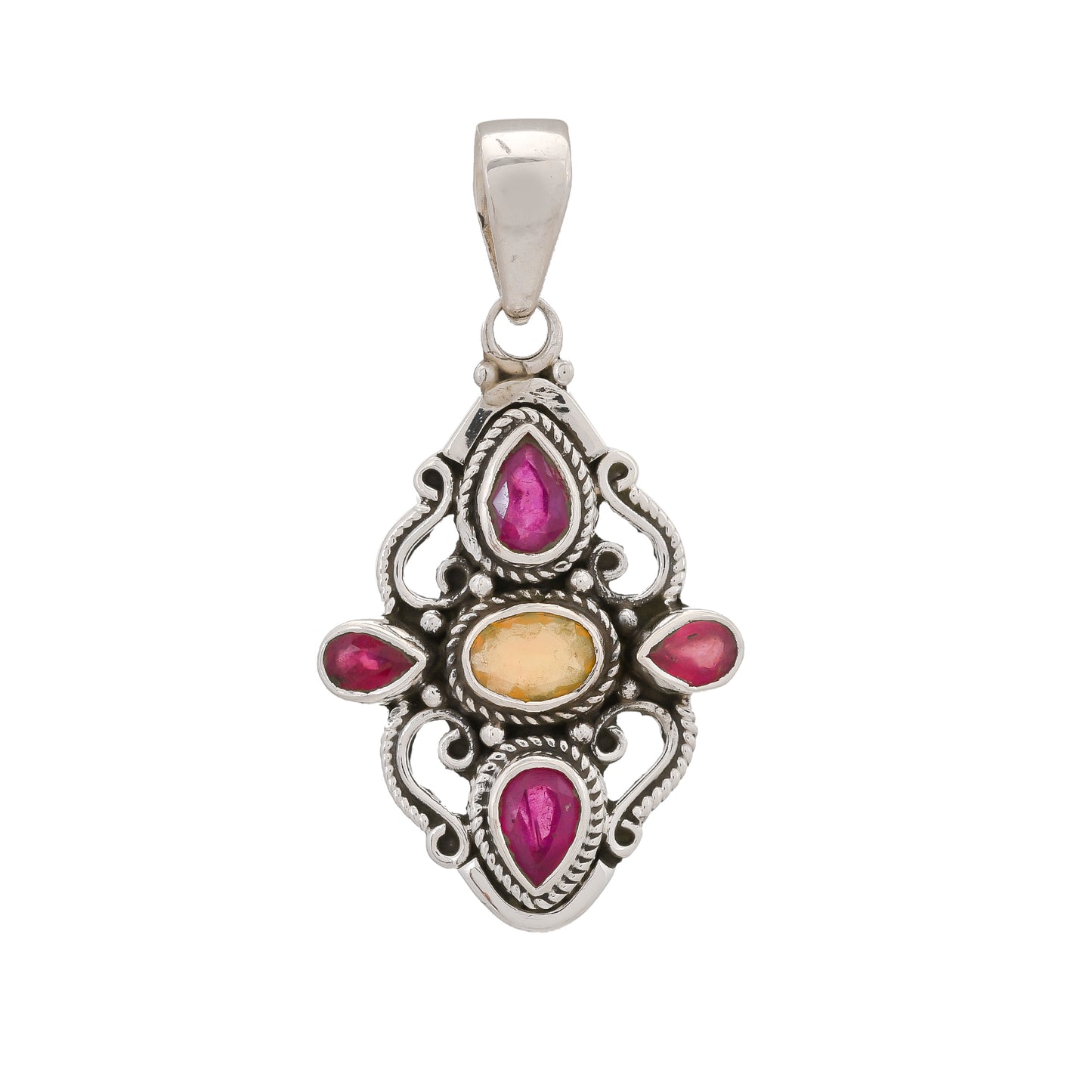 Five Stone Sterling Silver Pendants- Moonstone w/ Accent stones
