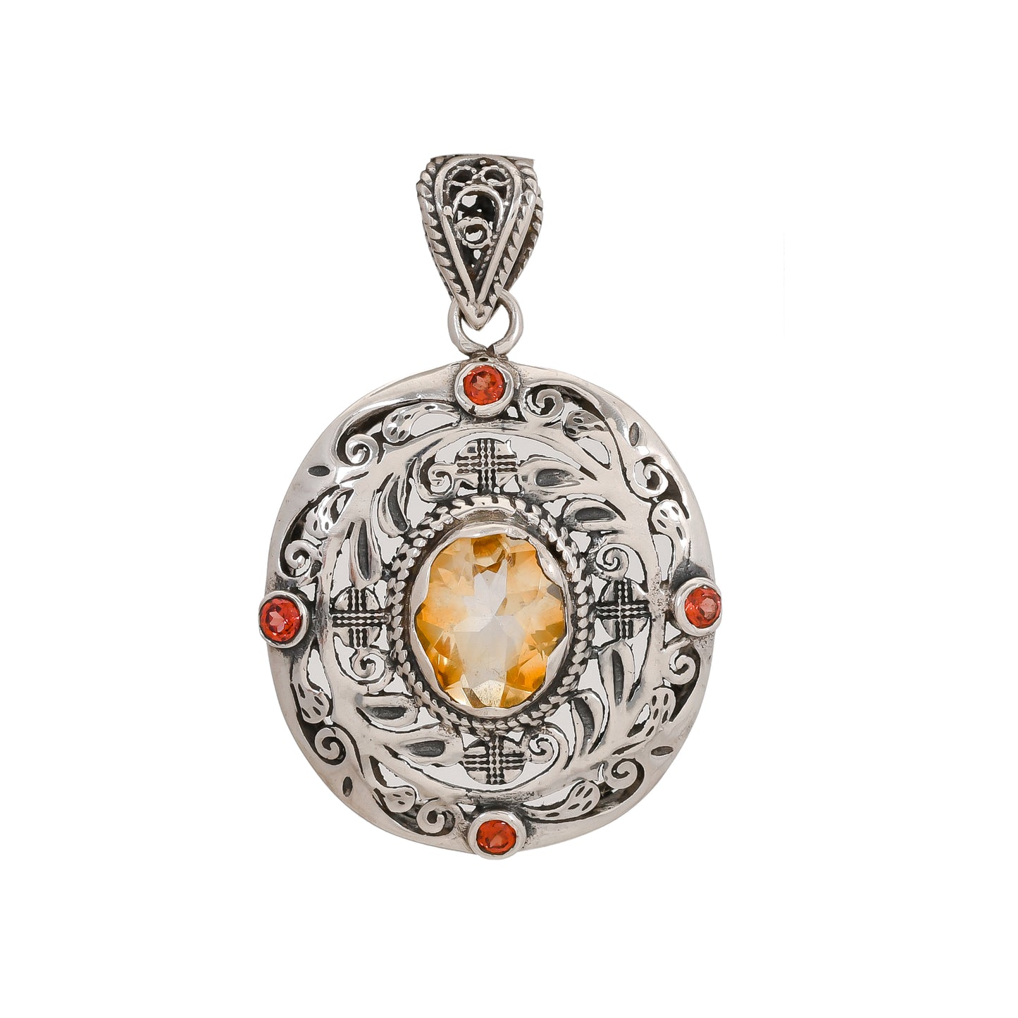 Sterling Silver Special Jayli cut work Pendants- Available in 12 stones