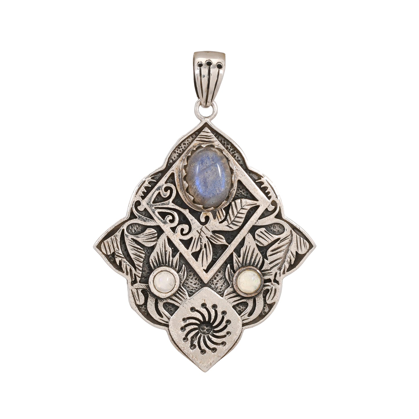 Sterling Silver Special Jayli work Gemstone Pendants - Available in 12 stones