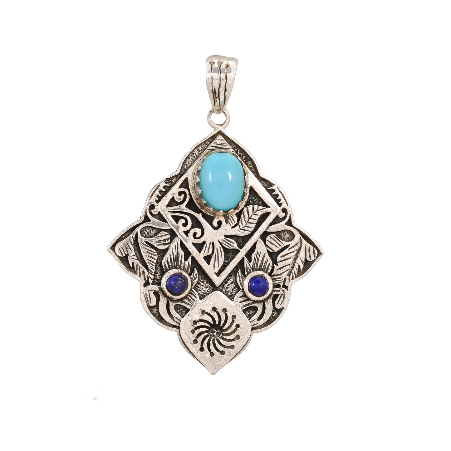 Sterling Silver Special Jayli work Gemstone Pendants - Available in 12 stones