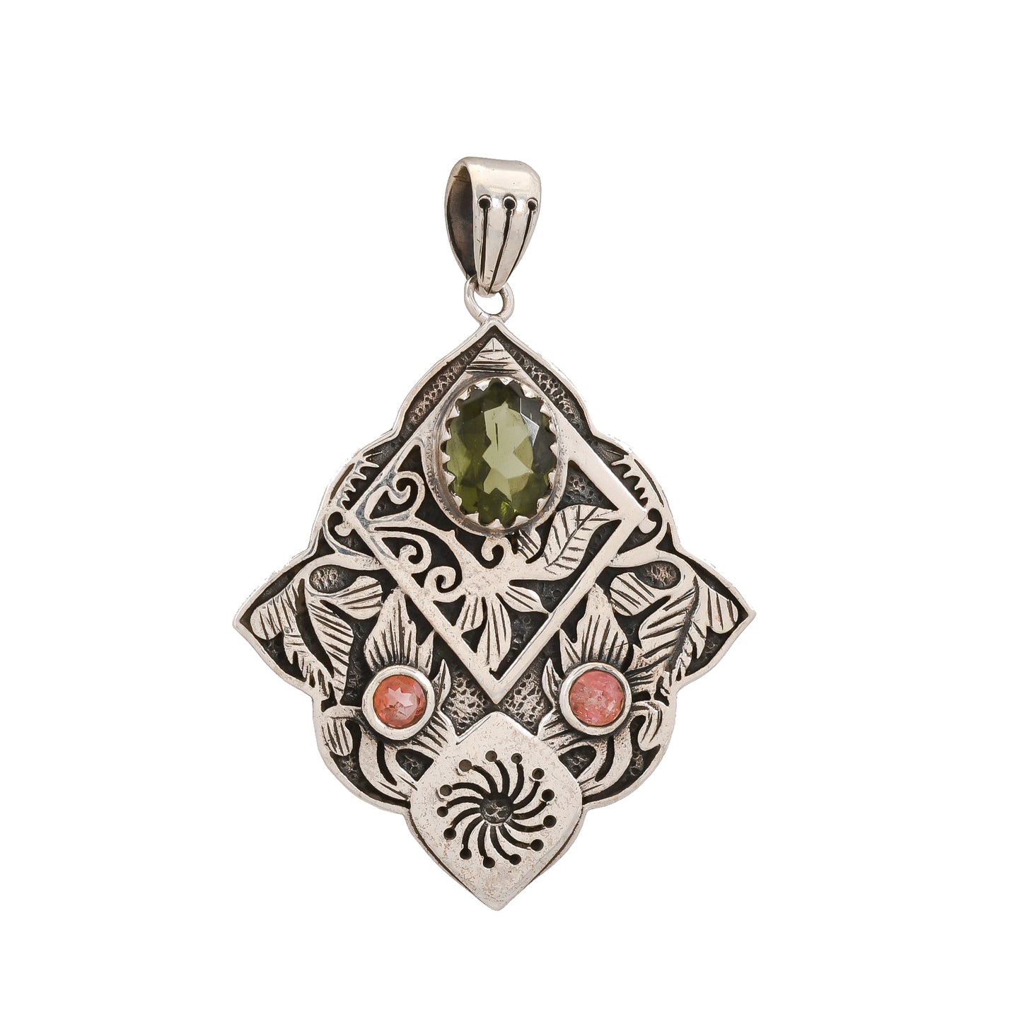 Sterling Silver Special Jayli work Gemstone Pendants - Available in 12 stones
