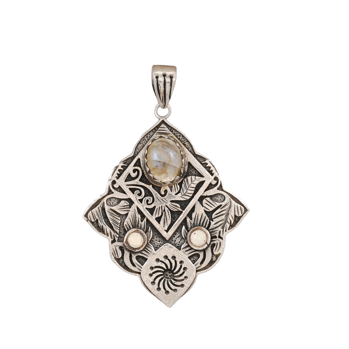 Sterling Silver Special Jayli work Gemstone Pendants - Available in 12 stones
