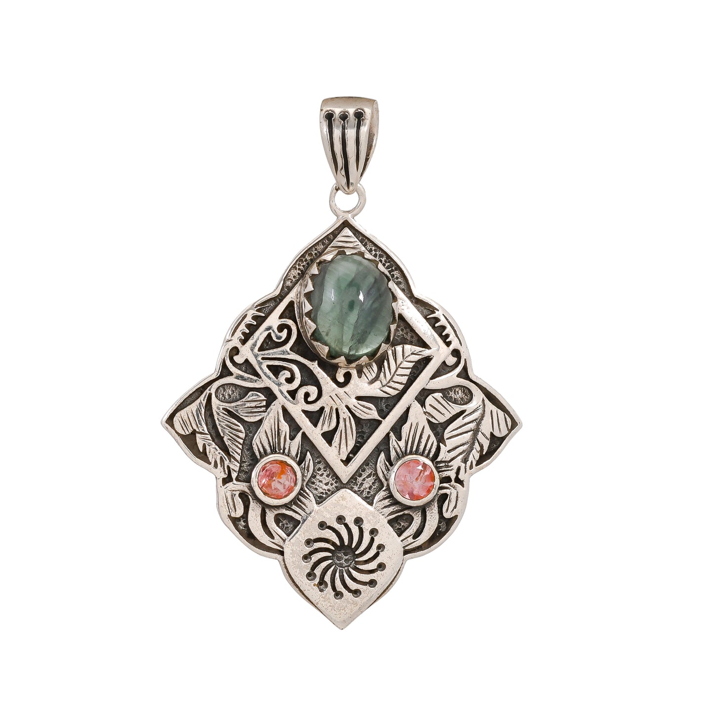 Sterling Silver Special Jayli work Gemstone Pendants - Available in 12 stones