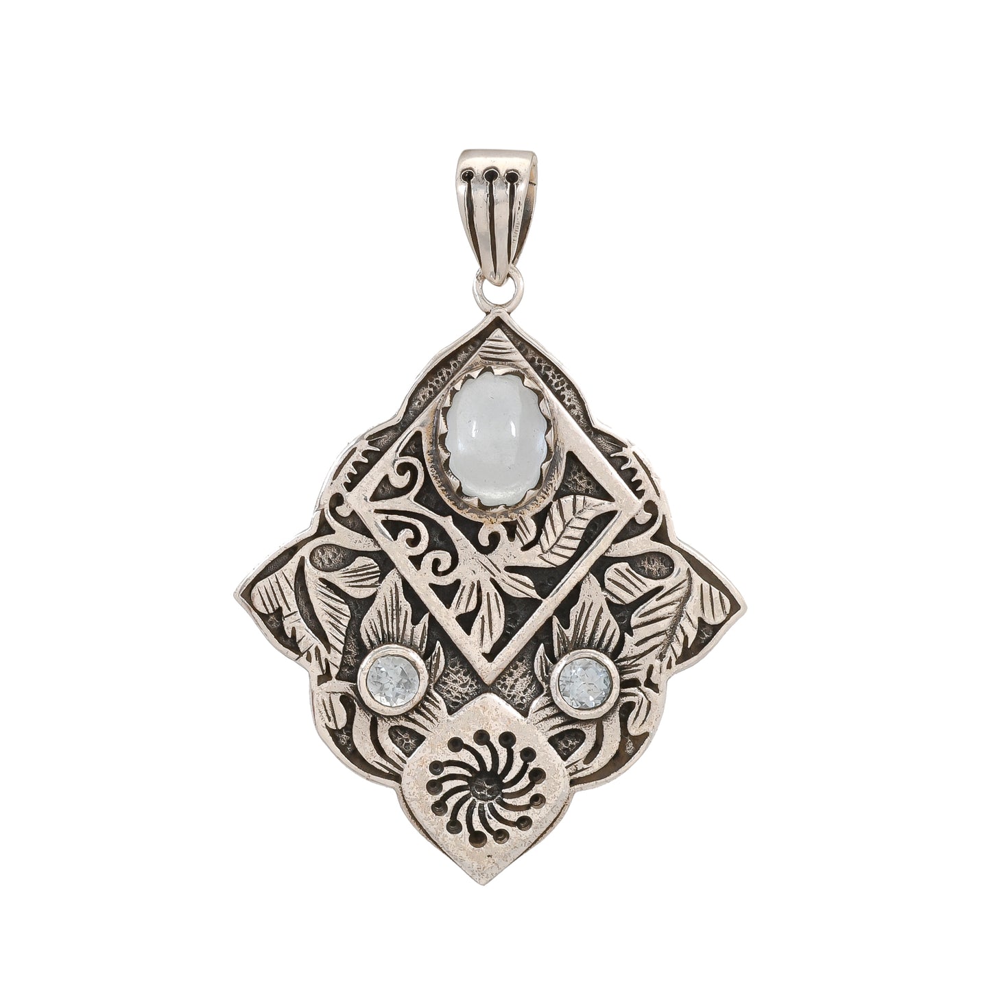 Sterling Silver Special Jayli work Gemstone Pendants - Available in 12 stones