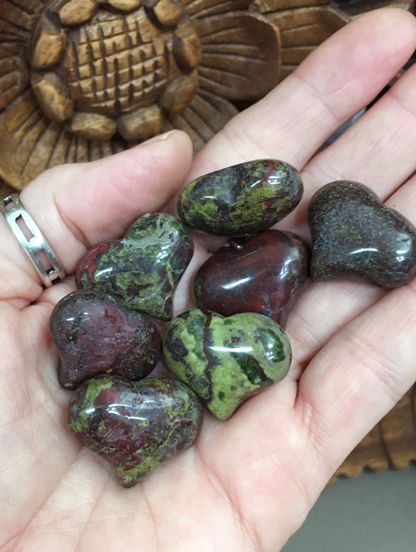 Dragons Blood Jasper Puffy Hearts