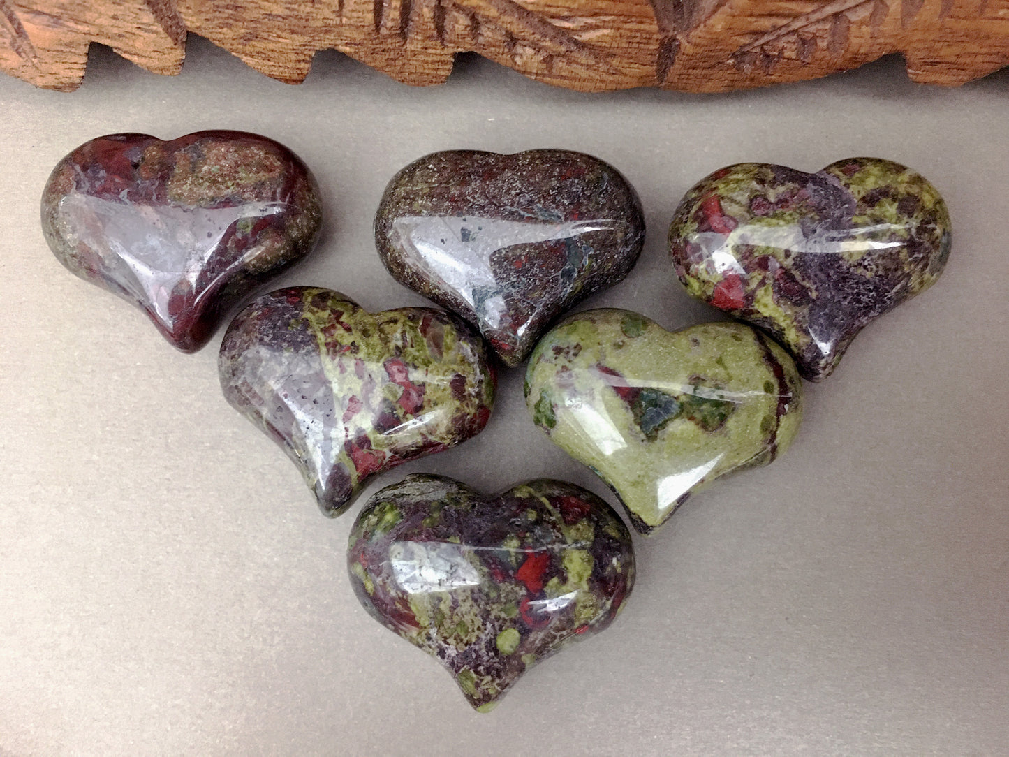 Dragons Blood Jasper Puffy Hearts