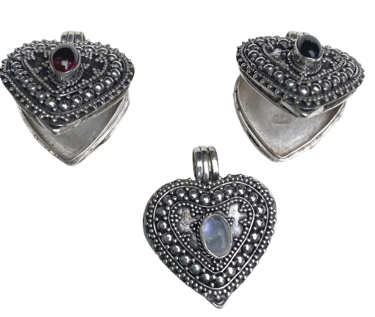 Balinese Heart Prayer Box Locket - 3 stones Available