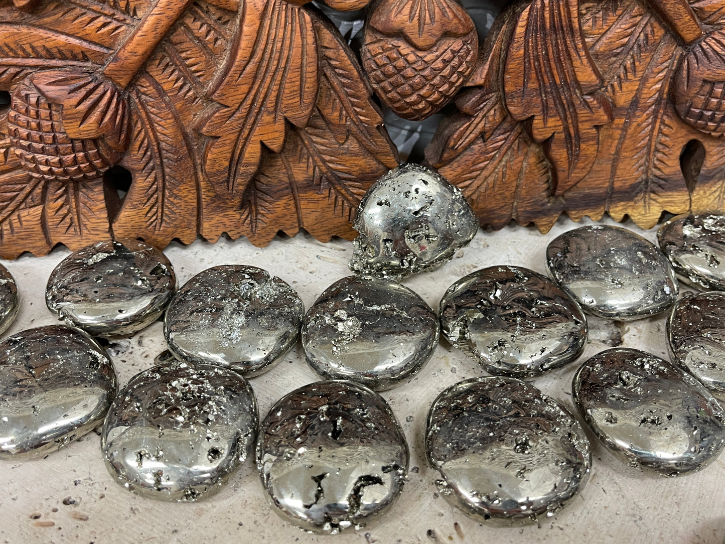 Pyrite Druzy Palm Stones