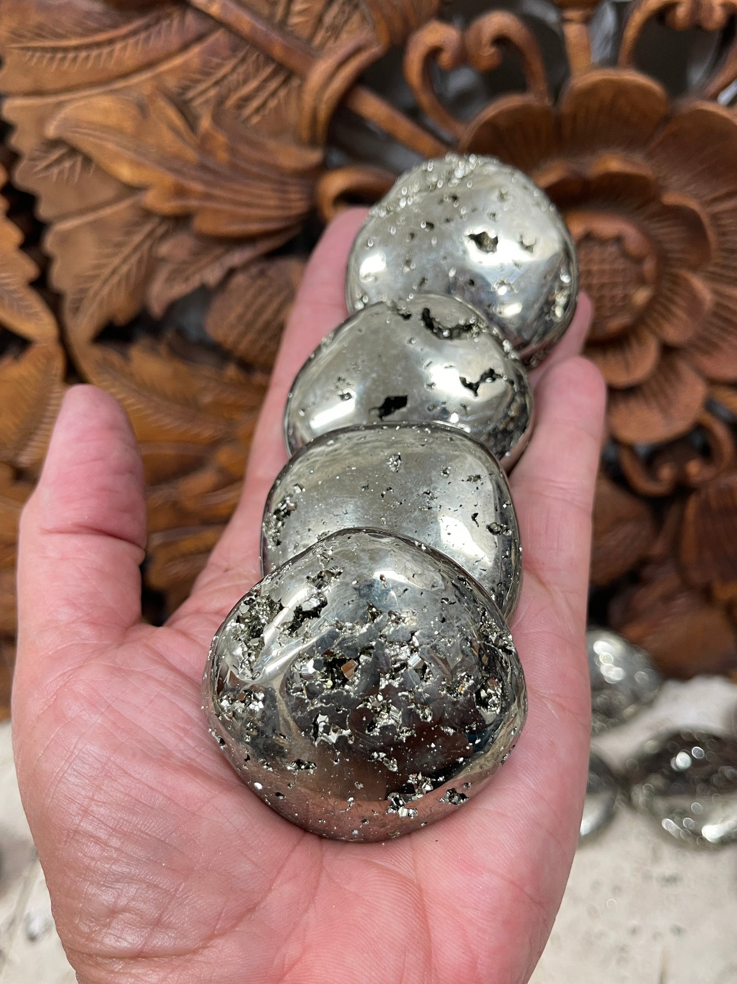 Pyrite Druzy Palm Stones