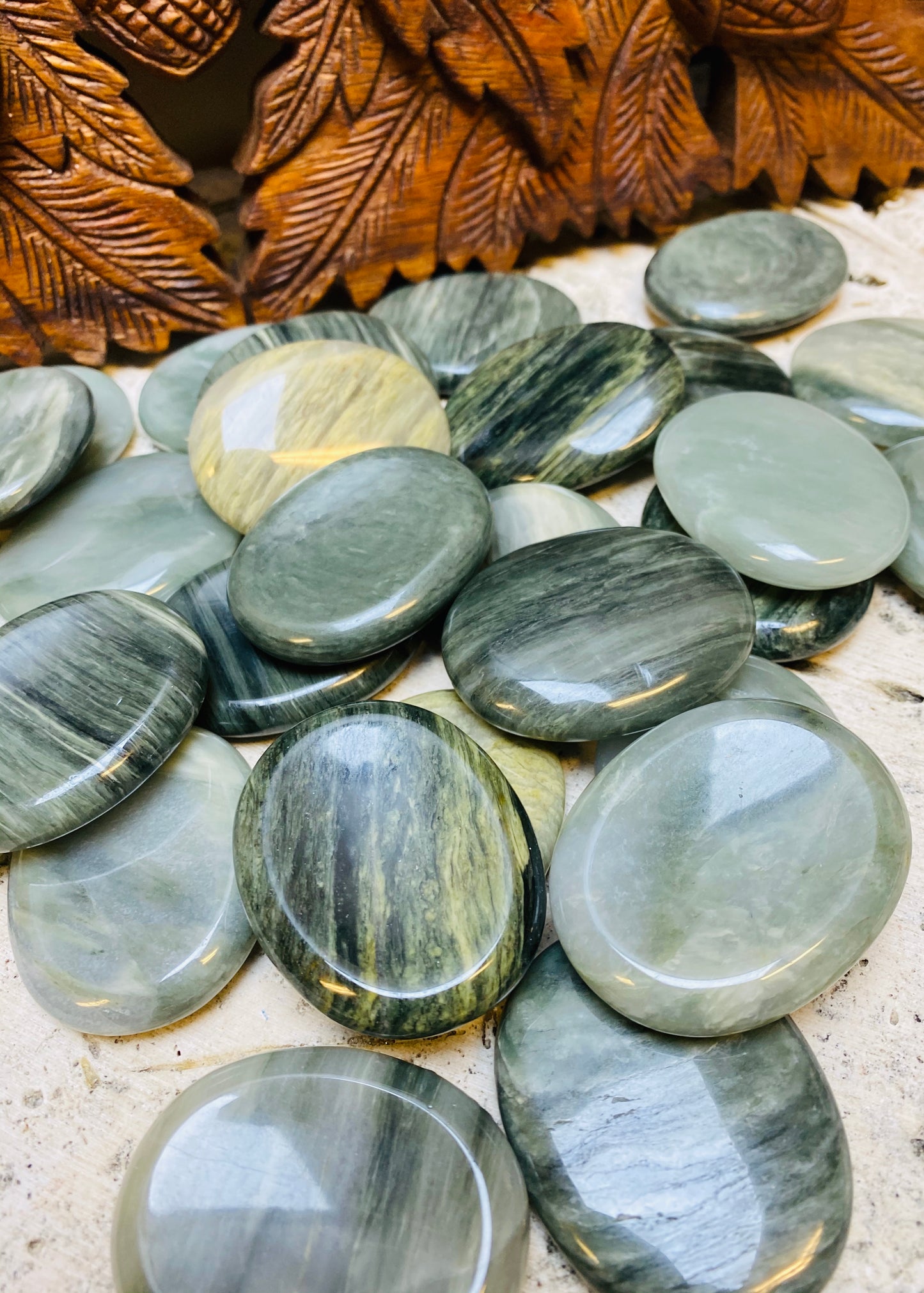Green Hair Jasper Worry Stones